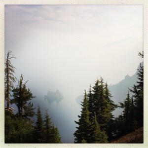 Phantom Ship took on a more spectral appearance as the smoke from the wildfires settled into the crater.