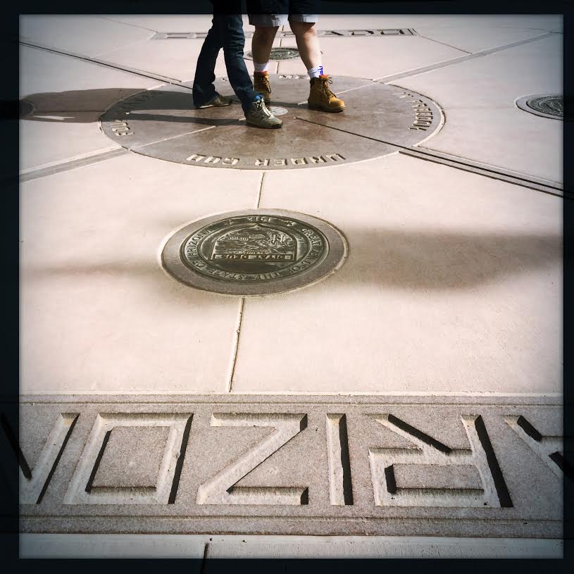 Two people, four feet, four corners